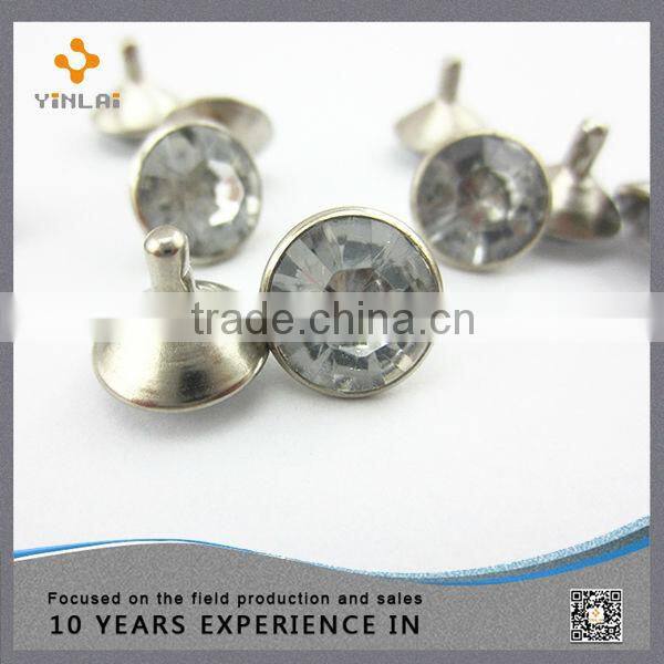 Leather crystal rhinestone decoration custom metal rivet
