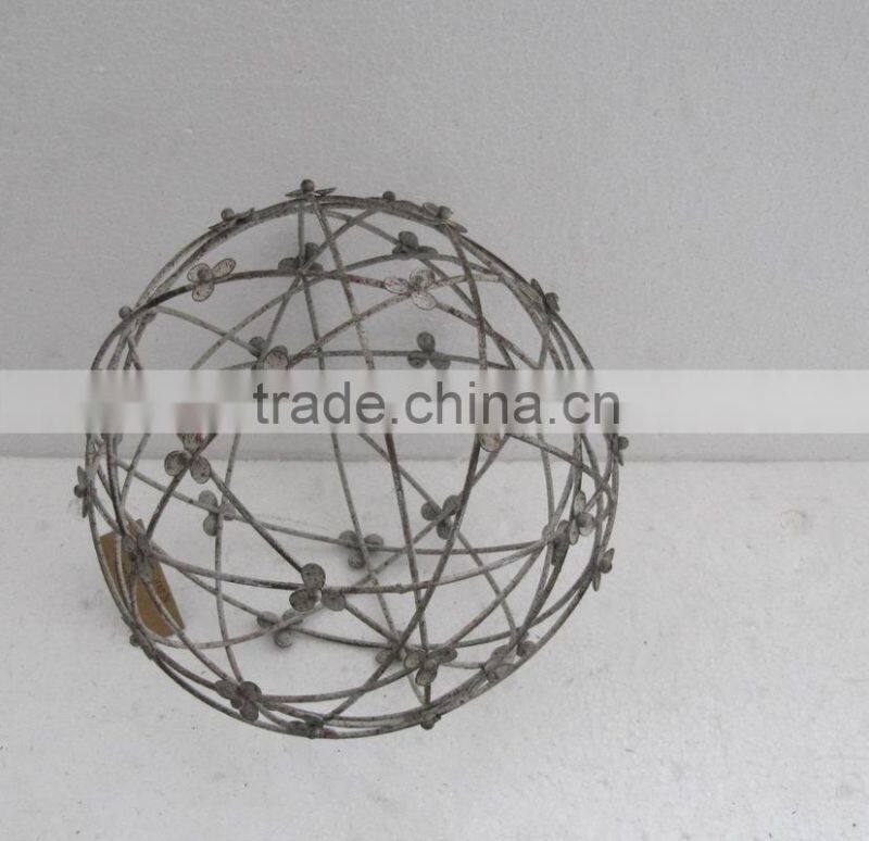 Nice hollow metal sphere with delicate leaves