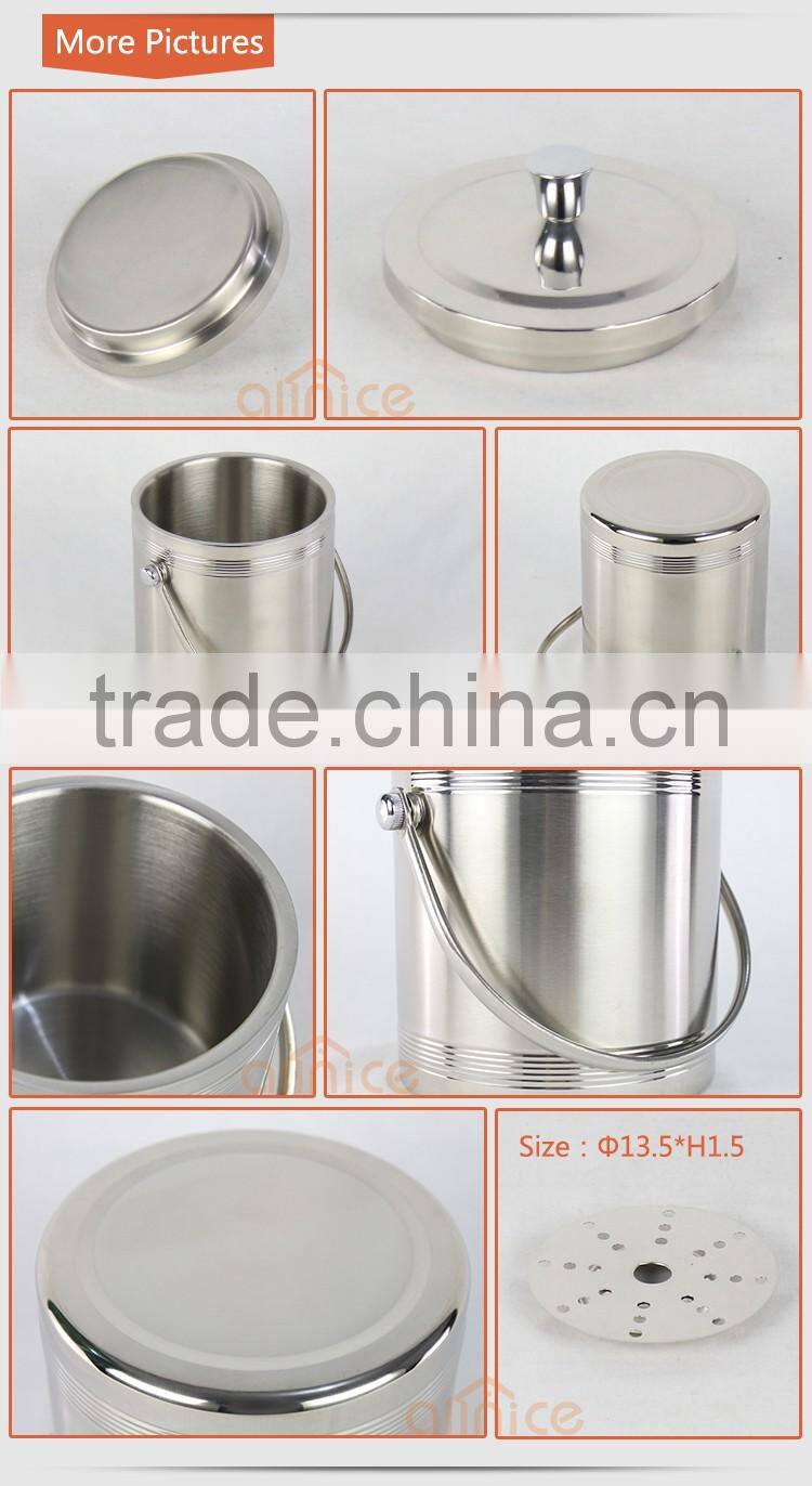 Top selling portable moving ice bucket/mental stainless steel ice cooler with rack&lid/ wine cooler pail