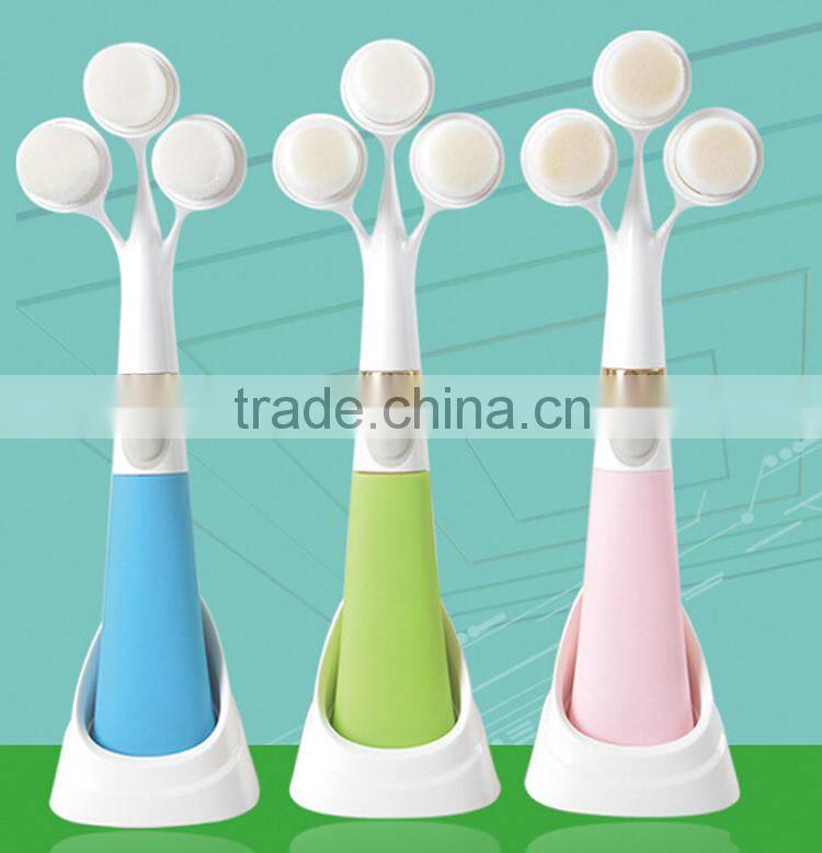 3pcs Head Synthetic Hair Electrical Facial Brush