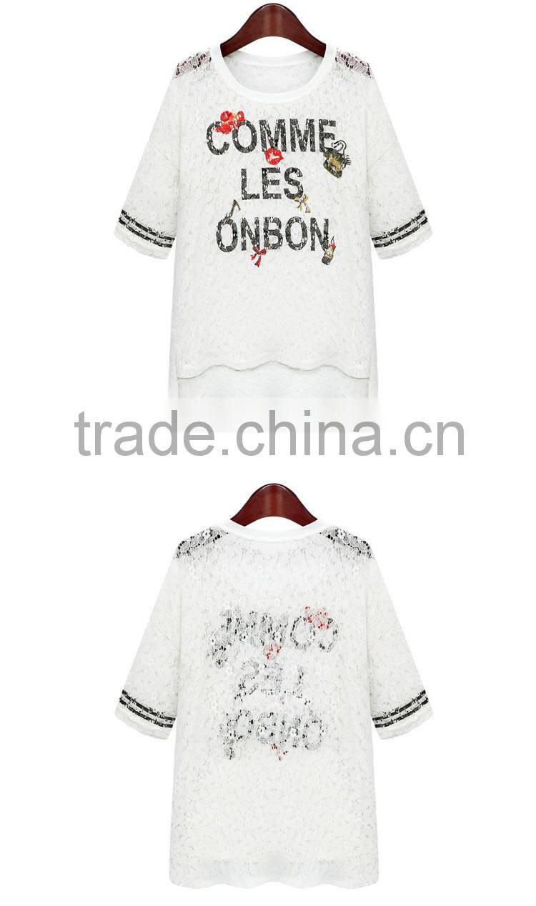 High quality cheap women shirt designing lace