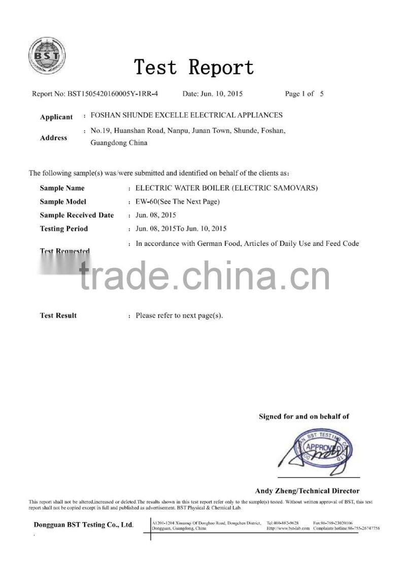 16L High quality Stainless Steel Manual Fill Electric Single Layer Drinking Water Boiler