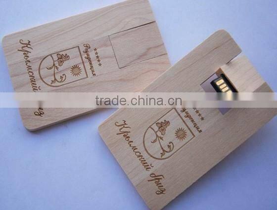 ECO friendly wooden material personalized laser engraving logo 16GB credit card usb flash pen drives