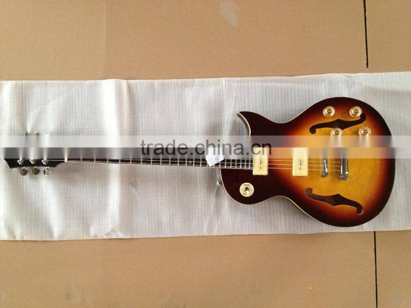 semi hollowbody guitar with P90 pickups Jazz eelctric guitar with F hole color can custom