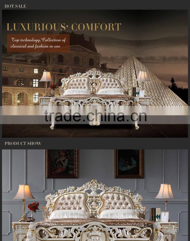 hand carving furniture - handcraft royalty golden foil bed