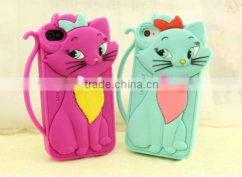 Cute 3d cat design cartoon mobile phone silicone case for samsung iPhone 6/6s