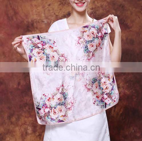 High Quality 100%silk 12mm Digital Print Square Silk Scarf