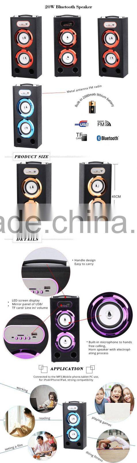 BBQ KBQ-164A 20W 2000mAh Multiple Designs Newest Plating Horn LED Screen Wooden Bluetooth Speaker
