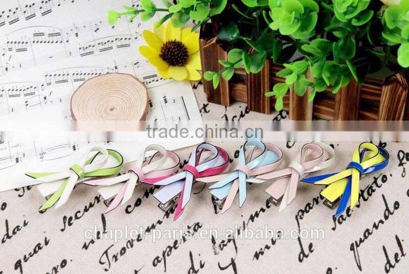 Wholesale brand hair accessories metal alligator clip eco friendly fashion kids hair barrettes with resin bow