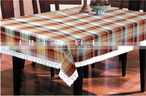 checks printed vinyl with flannel backing table cloth, wholesale price for lace edge table cloth