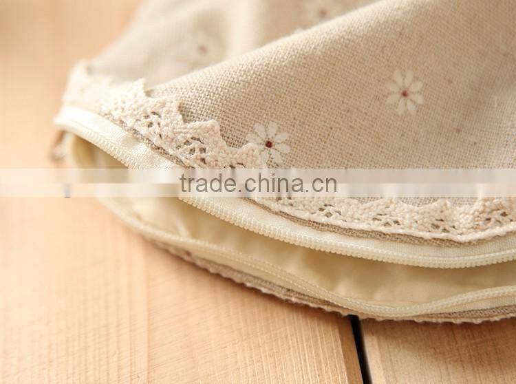 Wholesale newest high quality ramie cotton fabric and linen cosmetic bag GW786