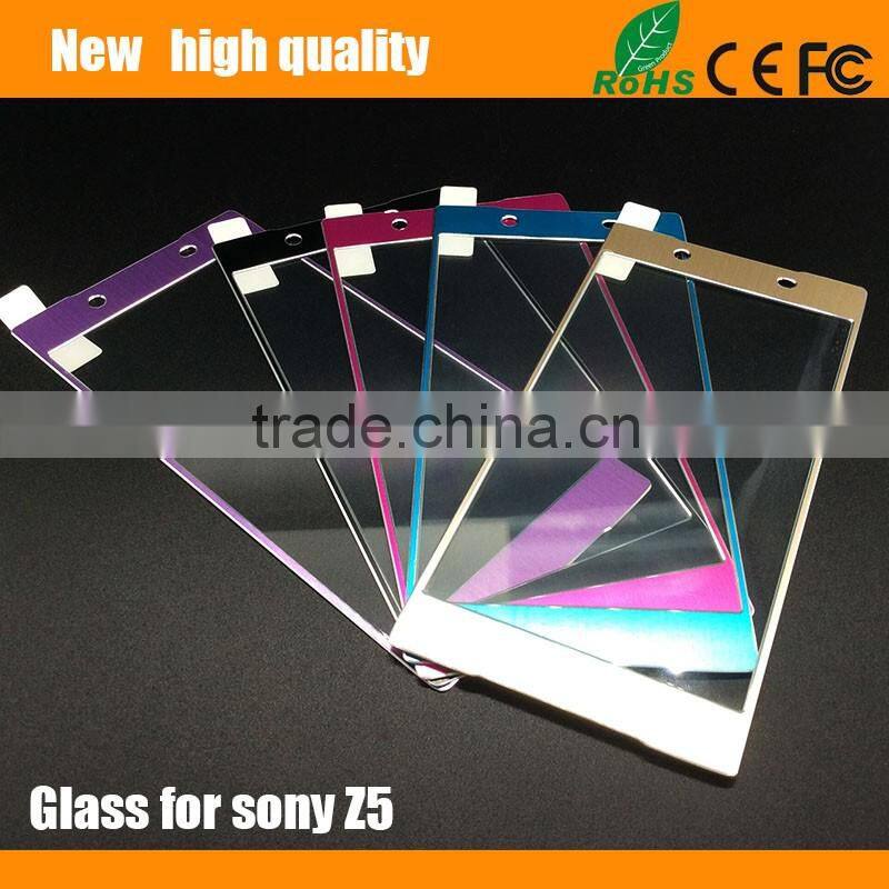 2.5D Titanium alloy brushed metal Tempered Glass Screen Protector guard for SONY Z5