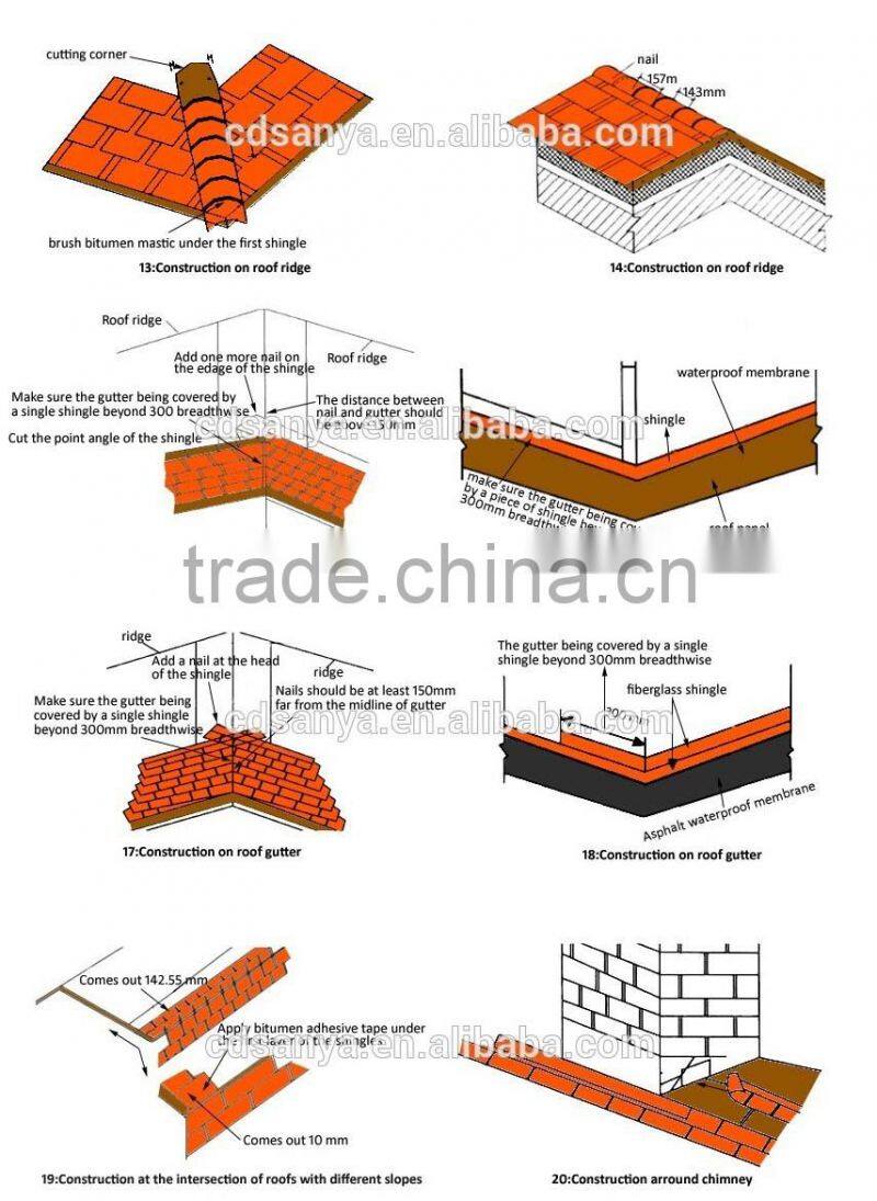 3 tab asphalt roof shingle lantern shape, waterproof material