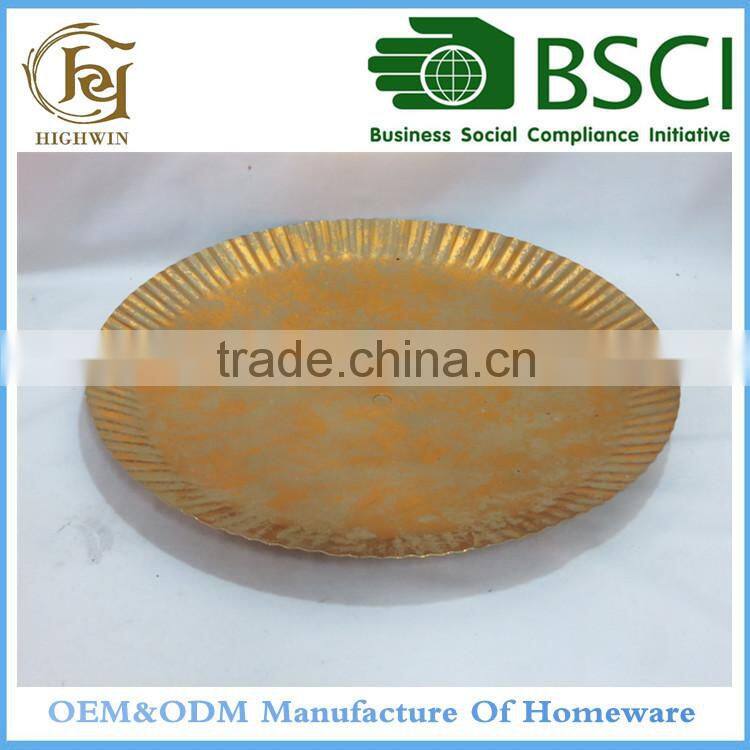 Brass color Cheap Metal Tray and Plate Arts
