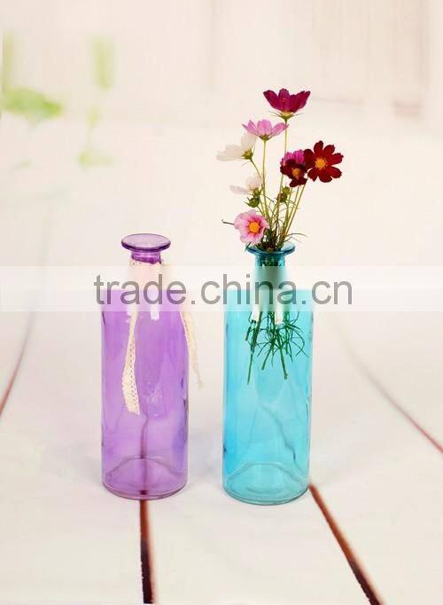 hot selling glass vase with blue and white frosted