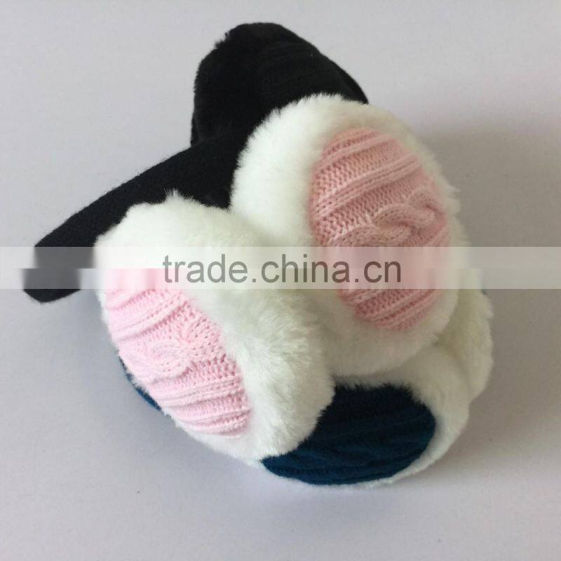 New Arrival unisex geometric pattern earmuffs for Autumn Winter Adjustable knitting Earmuffs