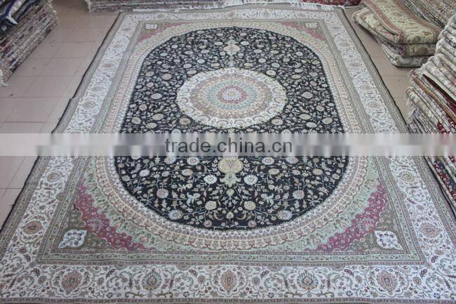 Unique blue pure silk carpet