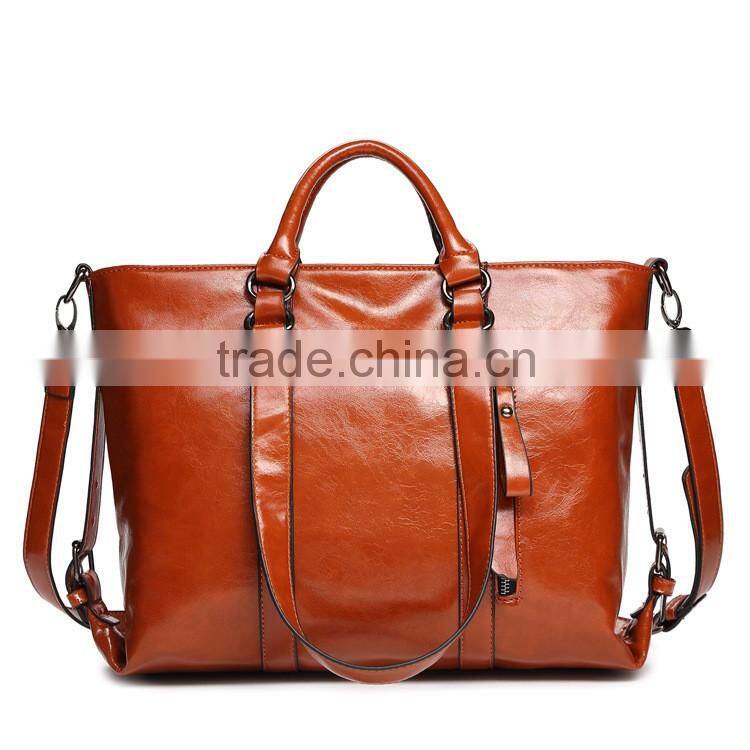 Woman shopping bag Wax-oil leather handbag crossbody bag