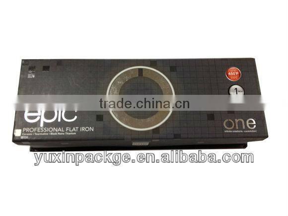 magnet packing box for hair straightener packing box with paper tray inside and silver hot stamping