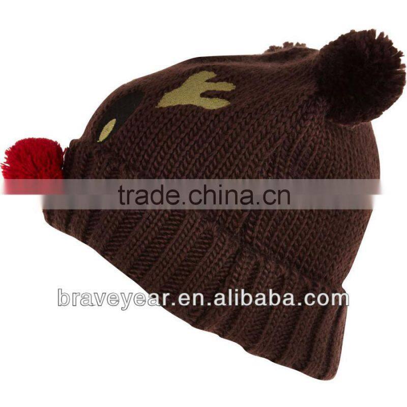 free knitting patterns animal hats with cute pom ears and nose