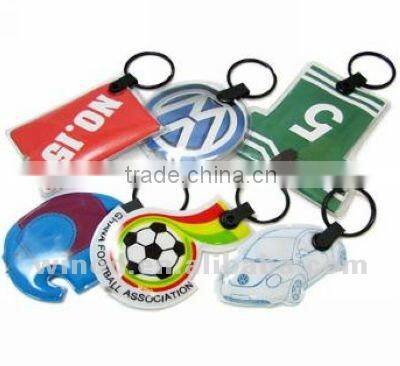 Hotsale LED PVC custom keychains with Keyring