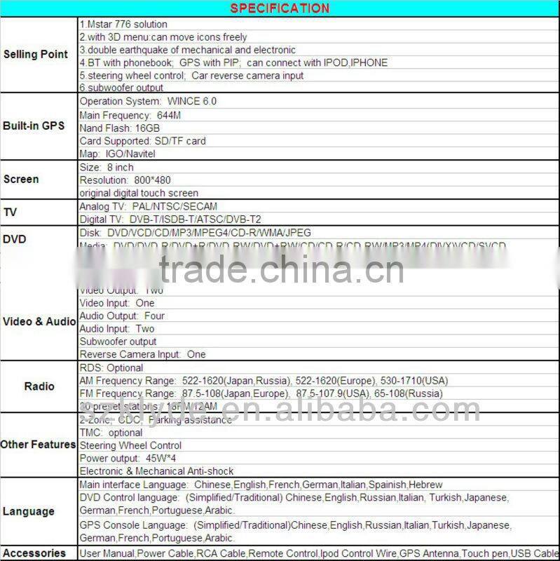 Hot Selling KLYDE KD-8016 GPS with PIP toyota camry 2012 gps navigation