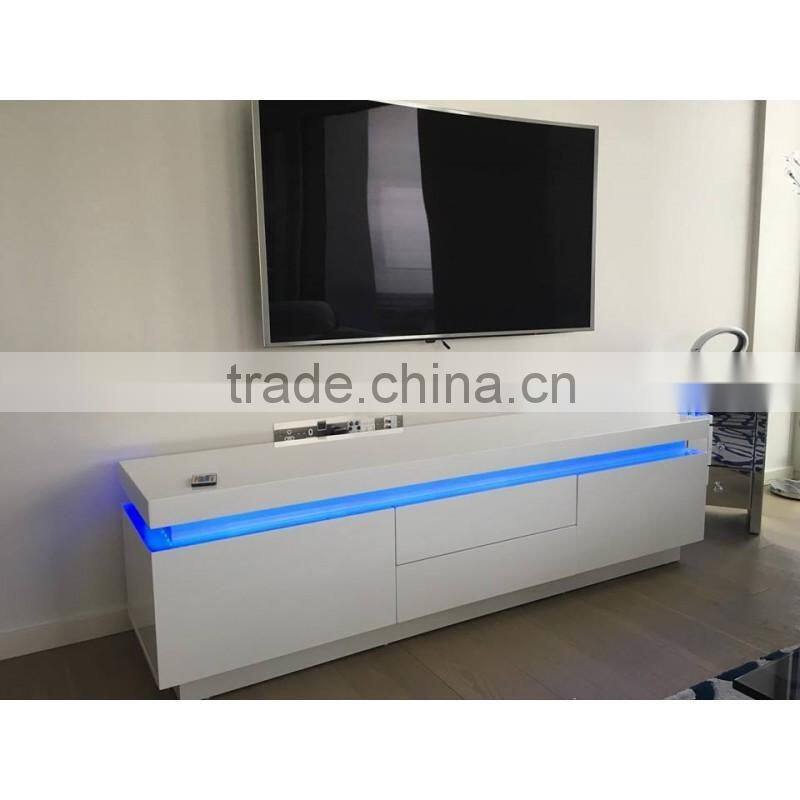 TV-2335 modern wooden white TV stands with LED lights