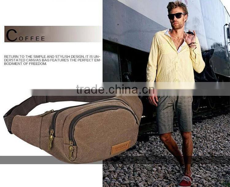 2016 New Fashion 6 Color Men Vintage Canvas Waist One Strap Durable Belt Bag Hiking Pack Chest Sports Duffel Bag