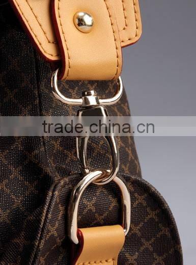 PVC triped material top zip satchel tote bag luxuries detail handbag