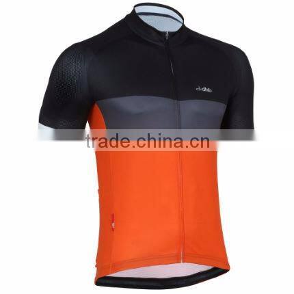 Daijun OEM high quality black and orange polyester custom cycling jerseys no minimum