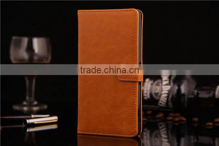 Factory Supply stand card slot wallet for Sony Xperia Z3 Leather Flip Case