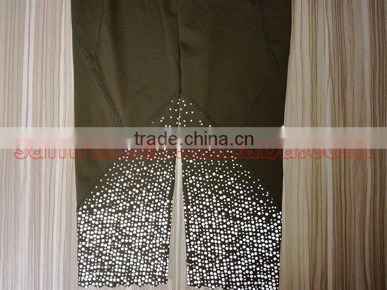 0040-1 OEM Tight Reflective 92%NYLON 8%SPANDEX wholesale women designer capri pants