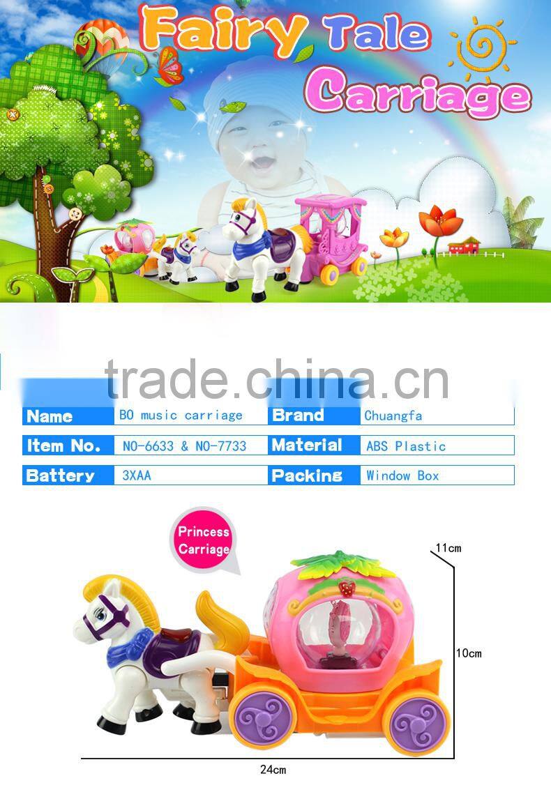 Plastic promotion item electric music carriage toys for sales