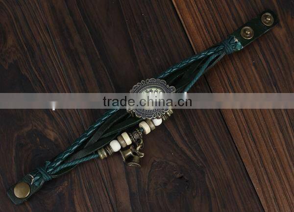 World Fashion Ladies Vintage Cow Leather Bracelet Watches For Girls