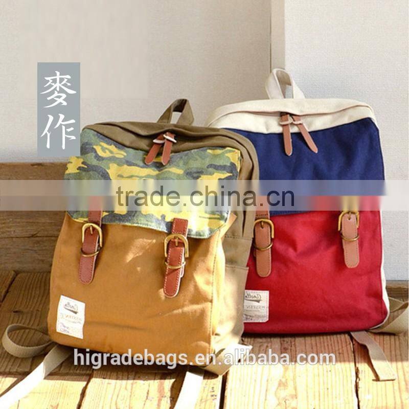 cheap canvas and leather backpack
