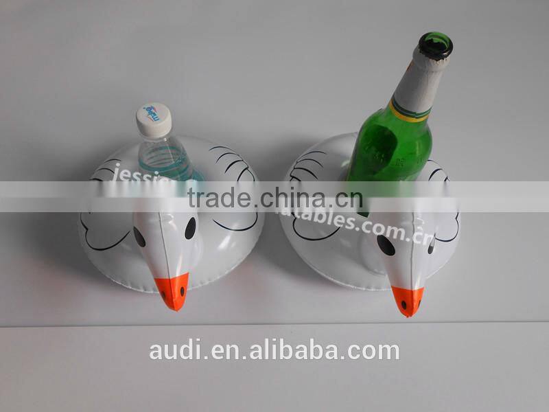 Plastic inflatable floating swan cup holders