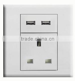 AC 110V-250V UK Socket 2 USB Port 5VDC 21000mA Charger Power Switch Wall Outlet