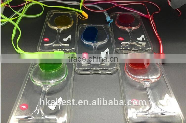 3D liquid wine glass with stand phone case for iphone