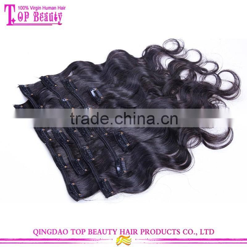 2016 Cheap factory price hot sale!!! double weft full head full cuticle clip in hair extension