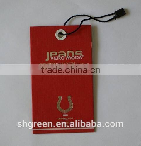 Classic spot UV swing tag with embossed logo for dolls