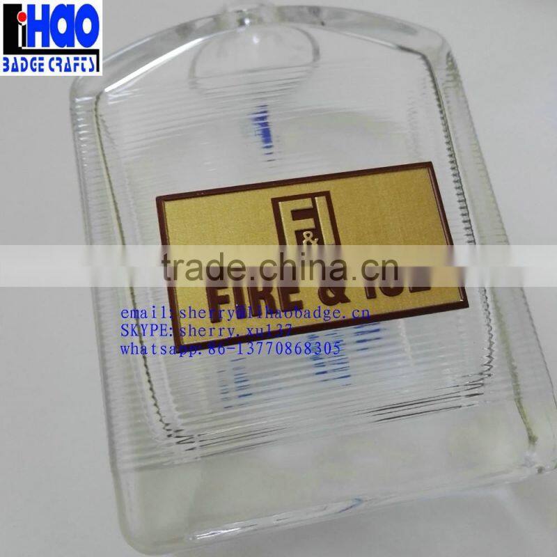 UAE matt gold sandblast perfume bottle label/metal parfum label /metal sticker for UAE fragrance bottle