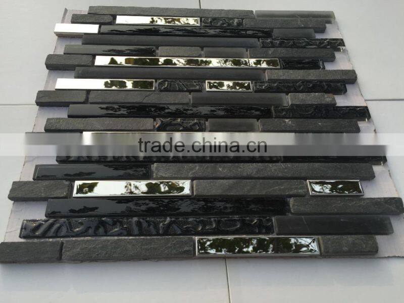 backsplash decorative metal mix glass mosaic tile
