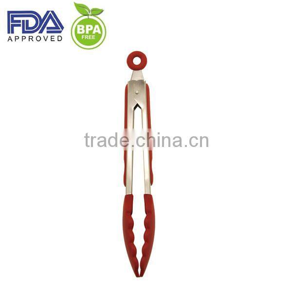 11 Inch Novelty Silicone Locking Kitchen Tong With Stainless Steel Handle