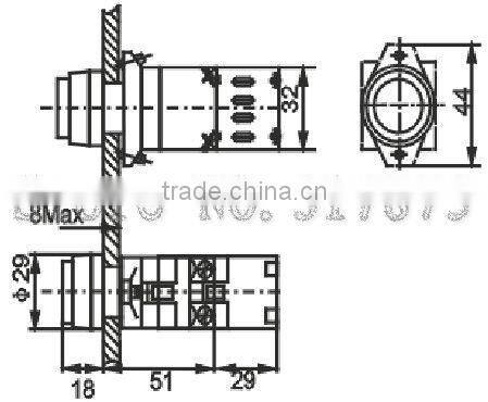 illuminated panel switch , push lock switch ,KD39A-11TD,NO+NC