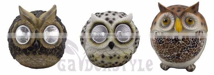 outdoor led garden lights Owl Accent shape, small Statuary cheap solar lights, resin construction bright eye small solar lights