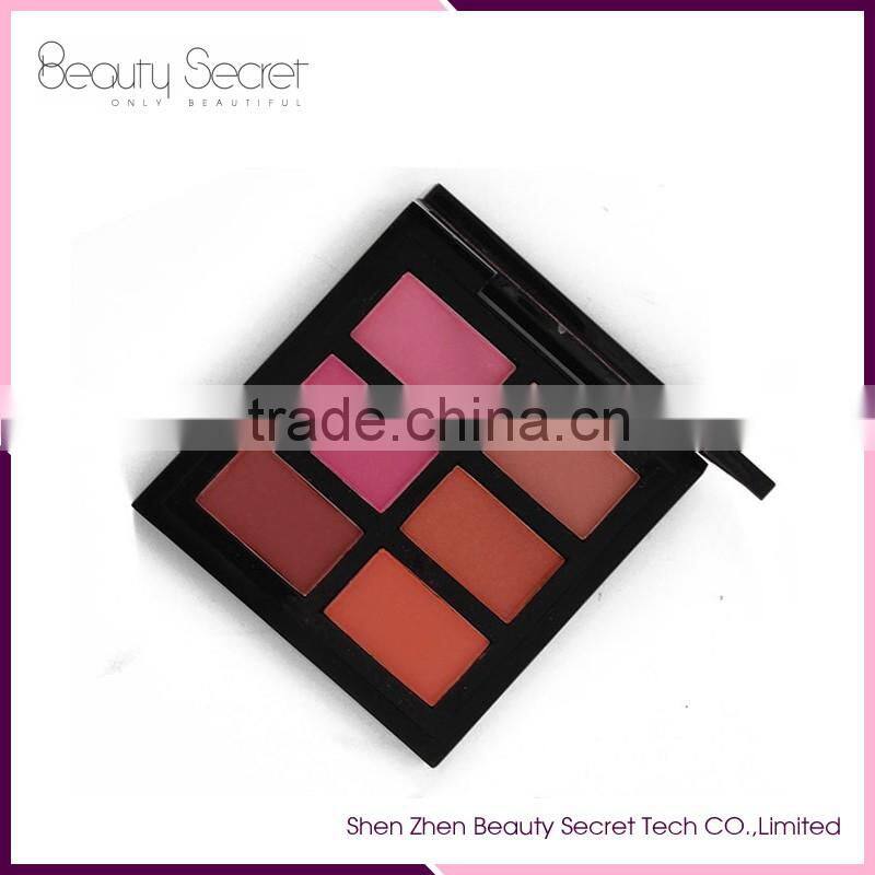 2016 New products No Logo 6 color cosmetic wholesale cosmetic square blush palette