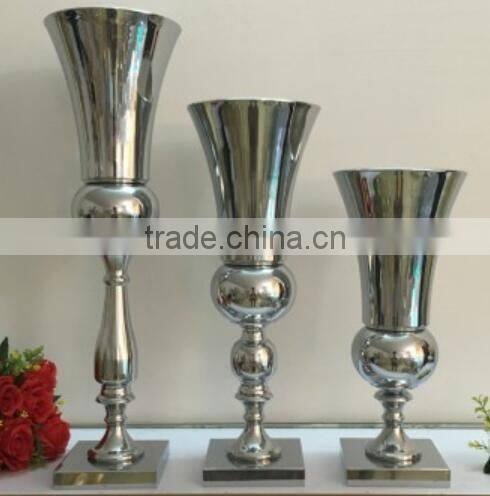 small MOQ hotel decor silver metal vase wholesale