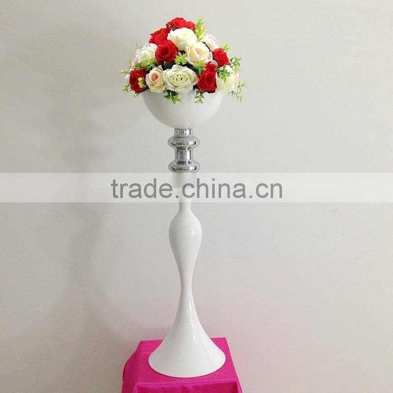 LDJ549 86cm table center flower stand white metal vase wholesale