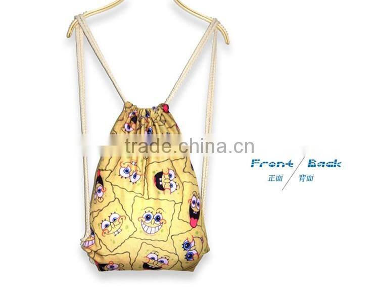 Promotional Canvas pattern printing drawstring backpack bag