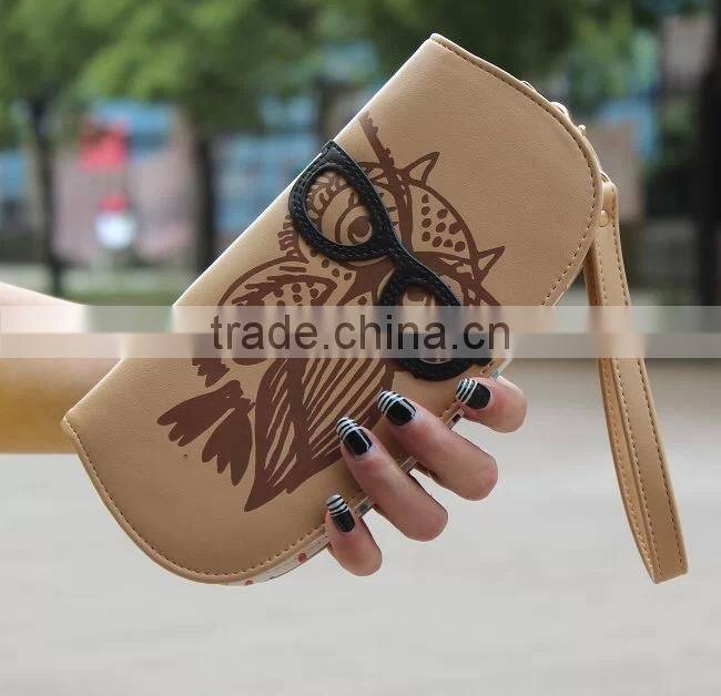 Cute Owl Glasses Hit Color Printing Korean Rounded Zipper Long Women Wallet New Fashion Ladies Clutch Card & ID Holders Purse